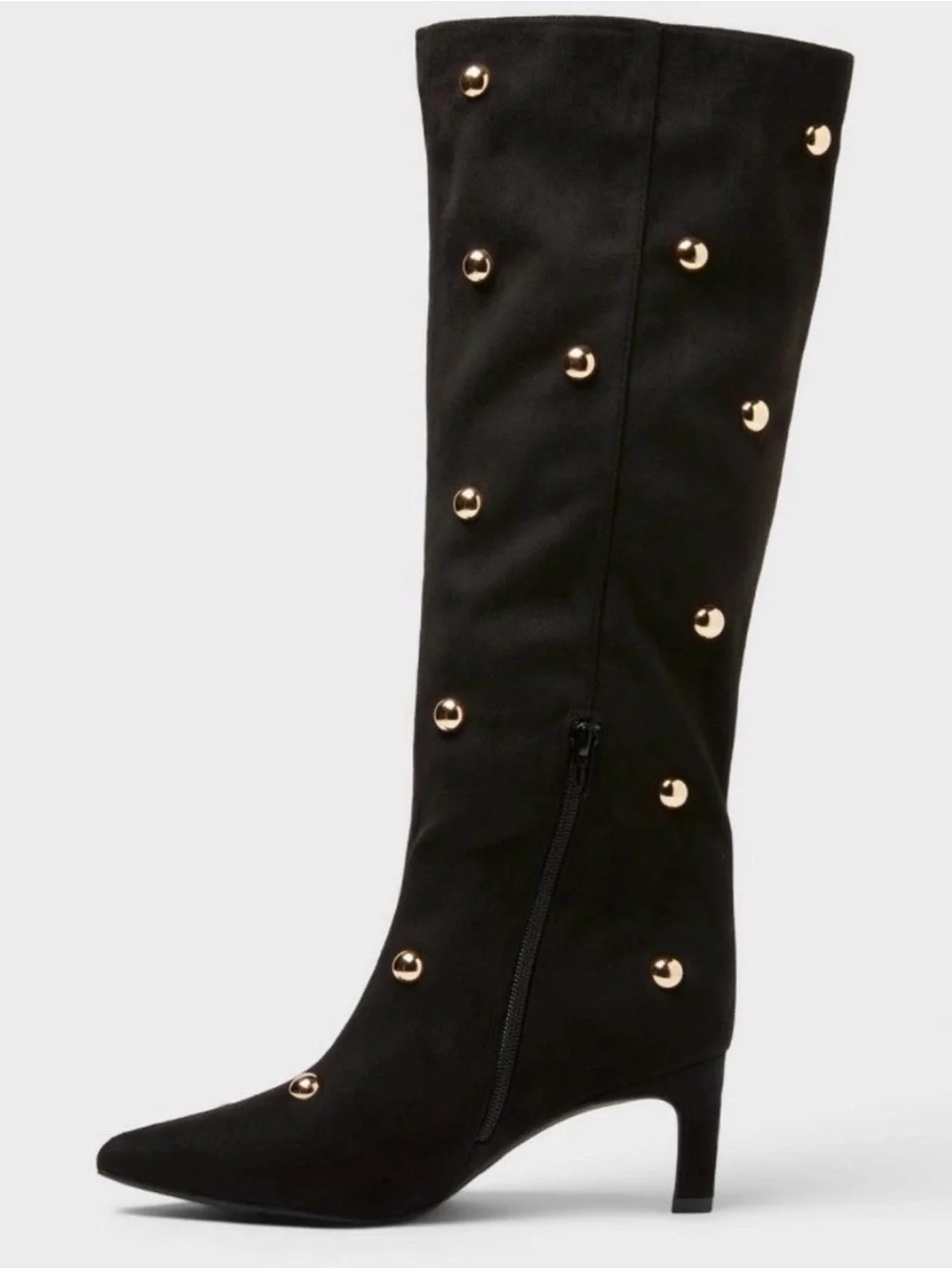 Black Studded Knee-High Boots - Fashion Women's Boots